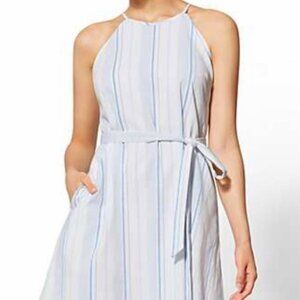 NEW YORK & COMPANY- Women's- Blue Striped Halter Shift Dress- Blue/White- XSmall